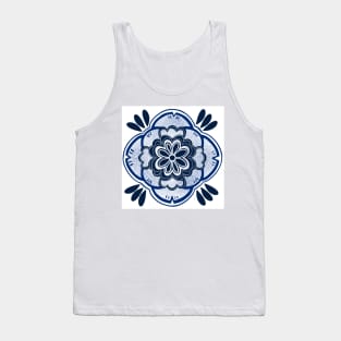 Blue and white florally Tank Top